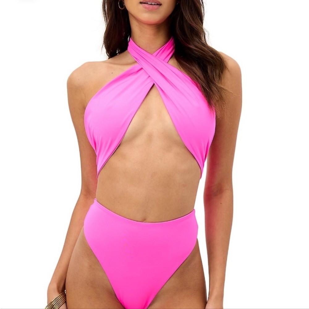 Frankie’s Bikinis Hot Pink One Piece Size Medium